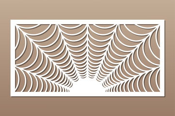 Decorative card for cutting. Abstract linear pattern. Laser cut halloween panel. Ratio 1:2. Vector illustration.