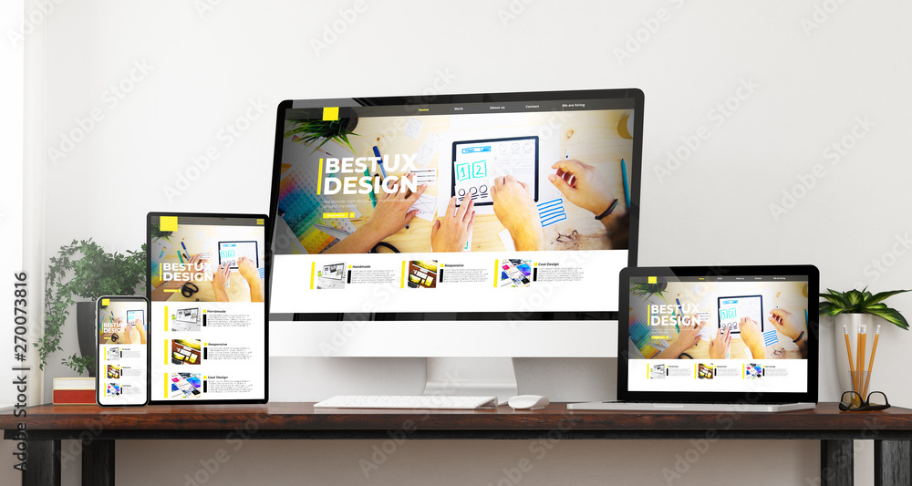 Canvas Prints front view ux design website devices mockup