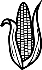 Stylized ripe corn ear with husk