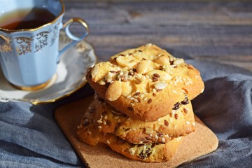 Delicious shortbread with nuts.sesame seeds and sunflower seeds.Dessert for tea.