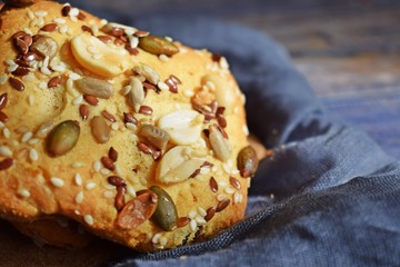 Delicious shortbread with nuts.sesame seeds and sunflower seeds.Dessert for tea.