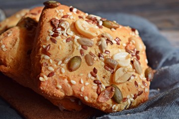 Delicious shortbread with nuts.sesame seeds and sunflower seeds.Dessert for tea.