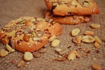 Delicious shortbread with nuts.sesame seeds and sunflower seeds.Dessert for tea.