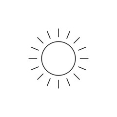 Sun line icon, outline vector, linear style pictogram, Sunny weather symbol, logo illustration. Editable stroke. Vector illustration isolated on white background.