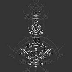 Dark background with white grunge magic symbol