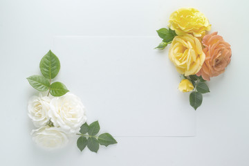 Obraz na płótnie Canvas floral frame made with roses with copy space