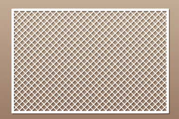 Laser cut panel. Decorative card for cutting. Geometry line grid pattern. Ratio 2:3. Vector illustration.