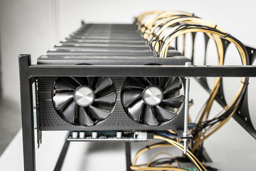 Mining Rig Machine for Cryptocurrency Using Powerful Computer Graphic Cards