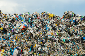 Garbage recycling center in Chisinau, Moldova. Separate garbage collection. Pollution concept. Rubbish. Coca Cola,Fanta. Aluminium bottles.