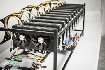 Mining Rig Machine for Cryptocurrency Using Powerful Computer Graphic Cards - 270078232