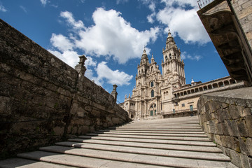 santiago de Compostela cathedral. Low angle view