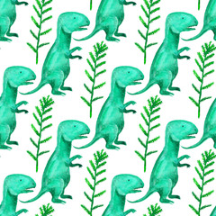 Seamless pattern with dinosaurs