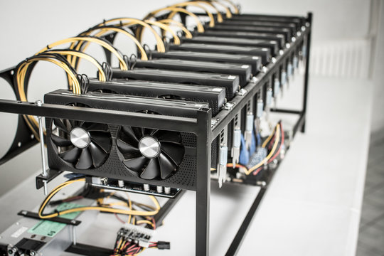 Mining Rig Machine for Cryptocurrency Using Powerful Computer Graphic Cards