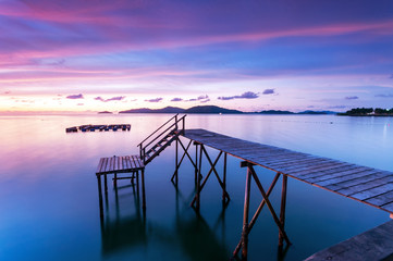 Dramatic sunset in Kota Kinabalu, Sabah, Borneo, Malaysia.