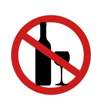 Stop alcoholic beverages. Silhouette of bottle for alcohol. Vector illustration
