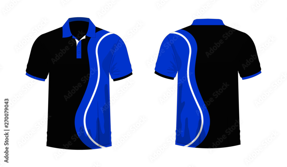 Poster T-shirt Polo blue and black template for design on white background. Vector illustration eps 10.