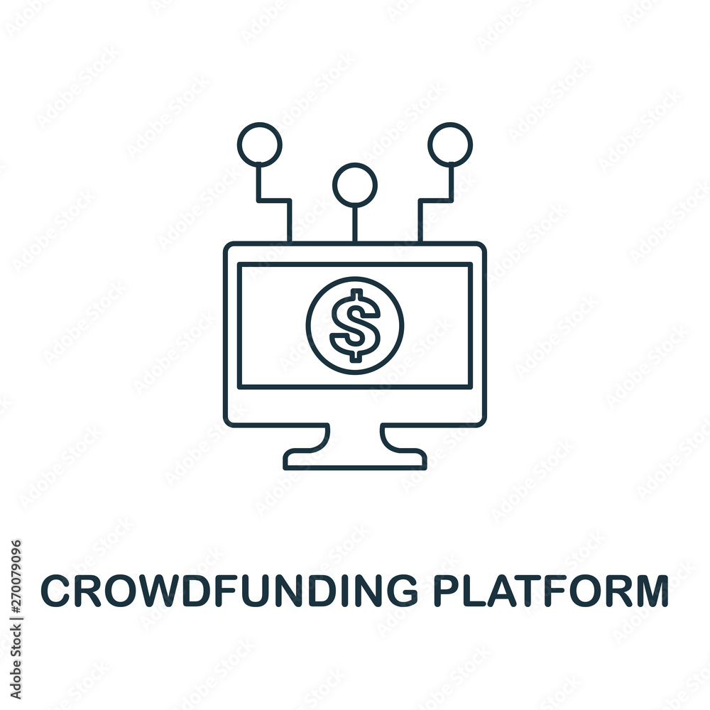 Aufkleber crowdfunding platform icon outline style. thin line design from fintech icons collection. pixel perf