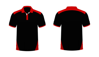 T-shirt Polo red and black template for design on white background. Vector illustration eps 10.