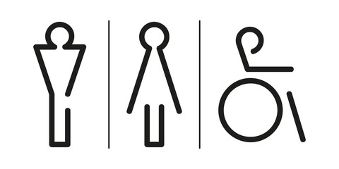 Symbole WC wektor. Kobiety, mężczyźni, niepełnosprawni - 270079099