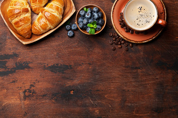 Coffee and croissants breakfast