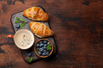 Coffee and croissants breakfast