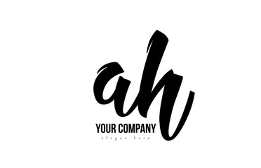 black and white ah a h alphabet letter combination logo icon design