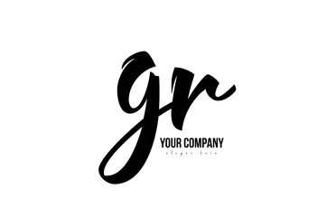 black and white gr g r alphabet letter combination logo icon design - obrazy, fototapety, plakaty