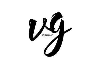 black and white vg v g alphabet letter combination logo icon design
