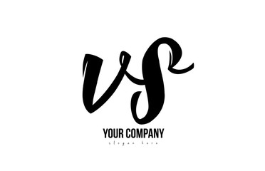 black and white vs v s alphabet letter combination logo icon design