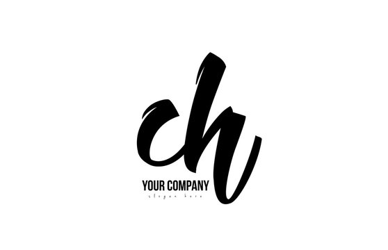black and white ch c h alphabet letter combination logo icon design