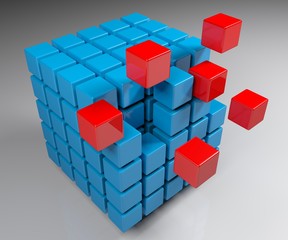 Aggregation concept cube - 3D rendering illustration