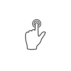 Touch hand, vector line icon on white background