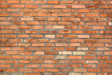 Light background of old abandoned red brick wall