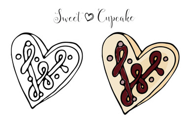 Vector isolated cake or cupcake, dessert coloring