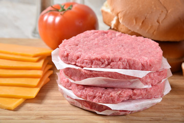 Raw ground beef patties