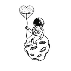 astronaut with spacesuit and planet in white background