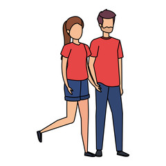 young couple lovers avatars characters