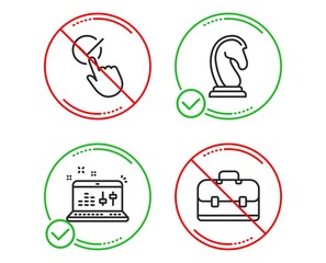 Do or Stop. Marketing strategy, Checkbox and Sound check icons simple set. Portfolio sign. Chess knight, Approved, Dj controller. Business case. Education set. Line marketing strategy do icon. Vector