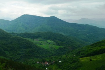 Naklejka premium landscape of hills and mountains