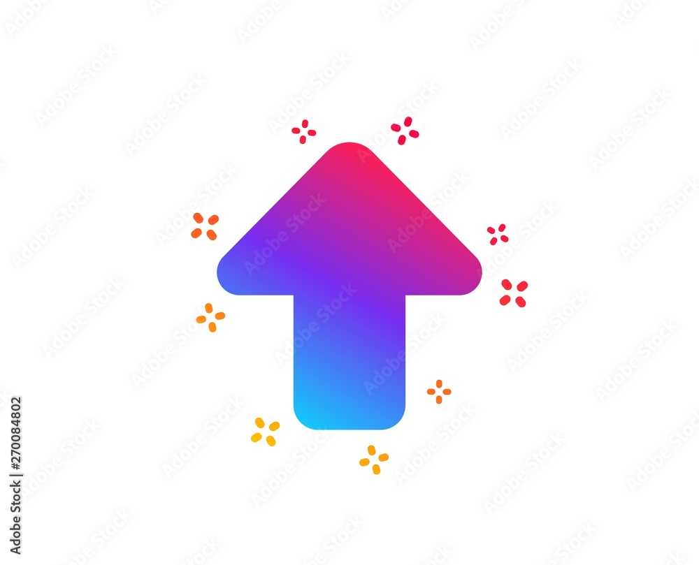 Poster upload arrow icon. direction arrowhead symbol. navigation pointer sign. dynamic shapes. gradient des