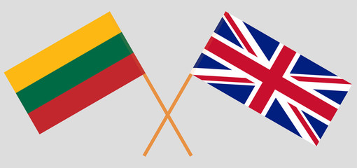 The UK and Lithuania. British and Lithuanian flags