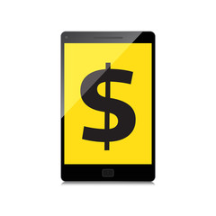 High-quality smartphone screen with the Dollar sign. Economy concept.