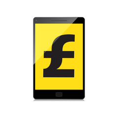 High-quality smartphone screen with the Pound symbol. Economy concept.