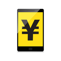 Fototapeta premium High-quality smartphone screen with the Yen symbol. Economy concept.