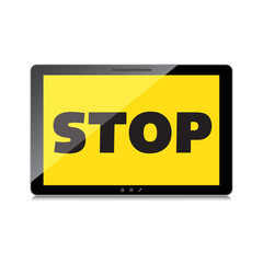 Stop word display on High-quality tablet screen.