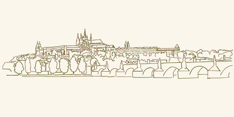 Prague Skyline drawing