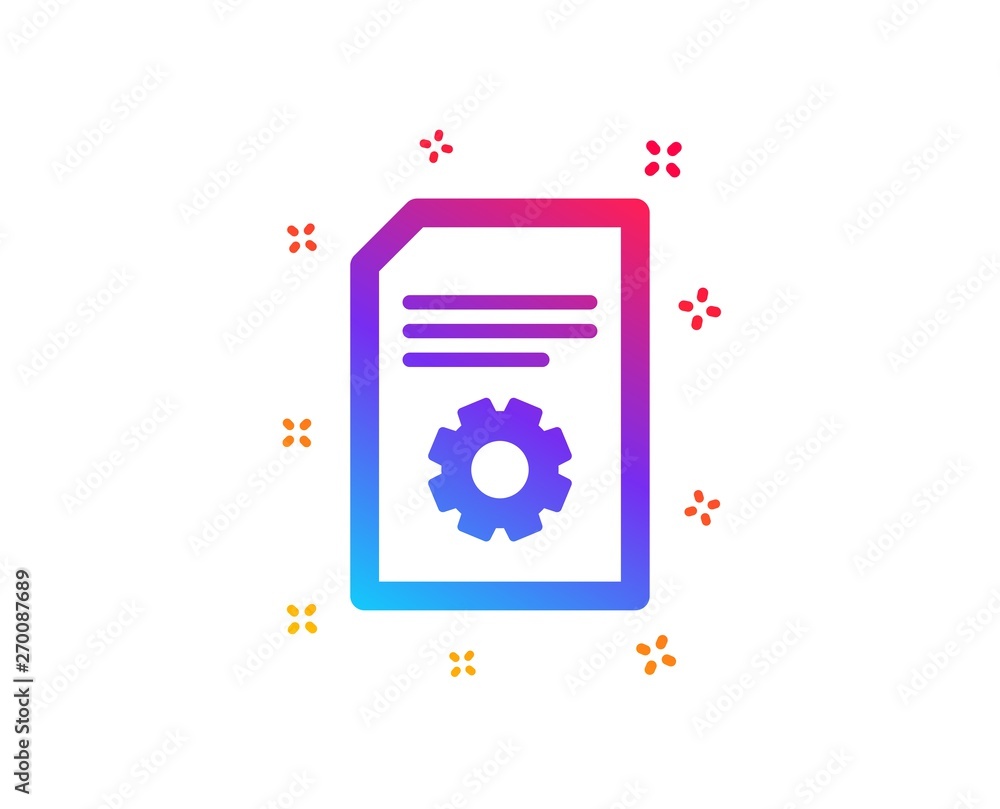Poster document management icon. information file with cogwheel sign. paper page concept symbol. dynamic sh