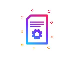 Document Management icon. Information File with Cogwheel sign. Paper page concept symbol. Dynamic shapes. Gradient design file Settings icon. Classic style. Vector