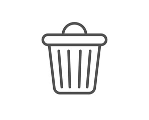 Trash bin line icon. Garbage, waste sign. Delete, remove symbol. Quality design element. Linear style trash bin icon. Editable stroke. Vector