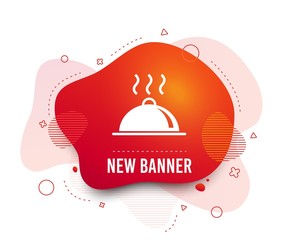 Fluid badge. Food platter serving sign icon. Table setting in restaurant symbol. Hot warm meal. Abstract shape. Gradient food icon. Flyer liquid banner. Vector
